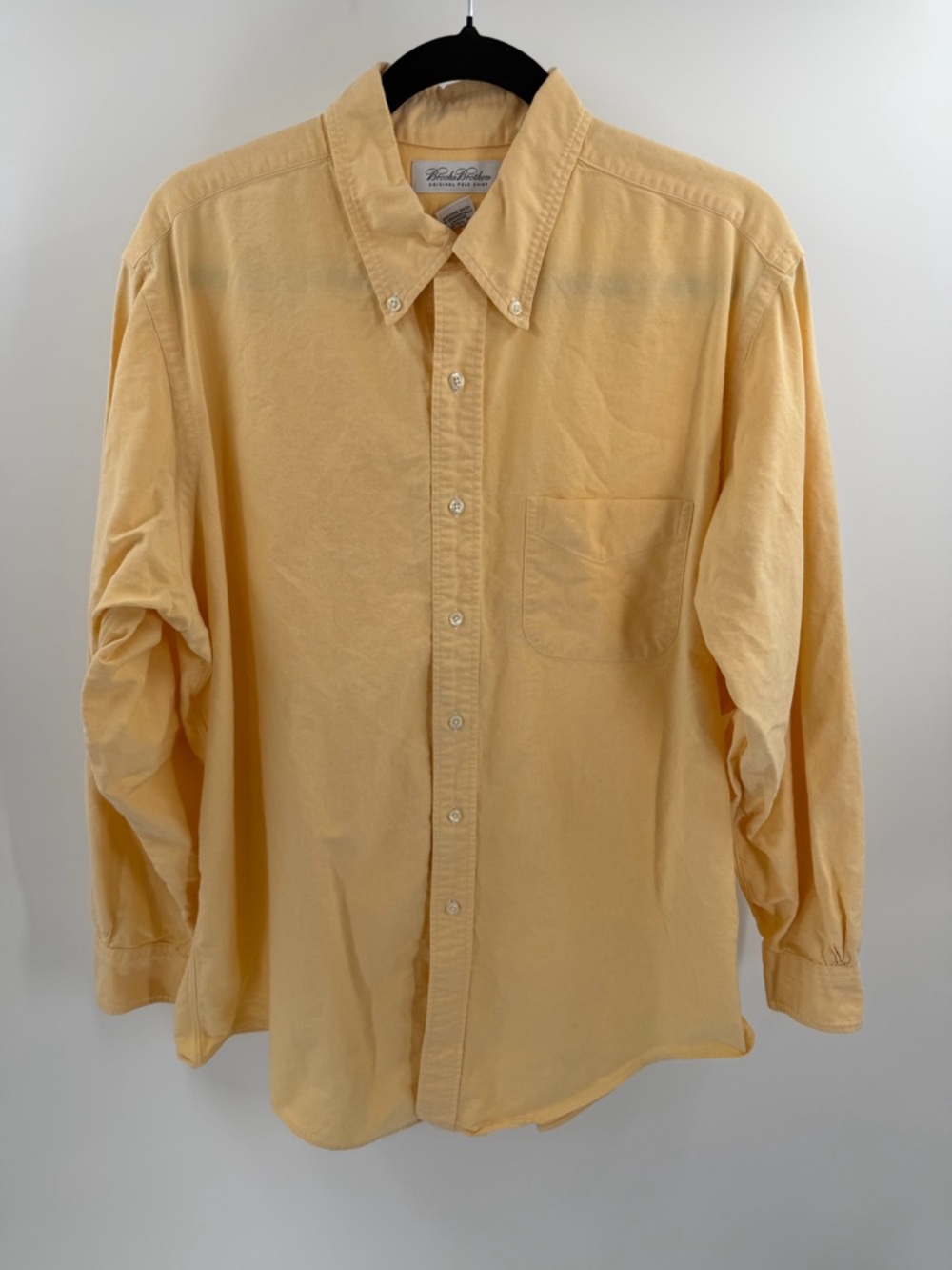 Brooks Brothers Original Polo Shirt Butter Yellow Button Up Dress Shirt XL